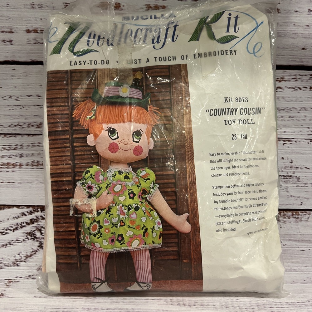 Vintage Bucilla "Country Cousin" 23 inch Toy Doll Complete Craft Kit 8073